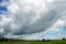 Nimbostratus clouds. it was beginning to rain above the field, countryside of Thailand