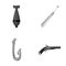 Nina, a tooth-brush and other monochrome icon in cartoon style.fishing hook, an ancient pistol icons in set collection.