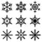 Nine black snowflakes set icon winter crystal snow vector