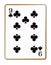 Nine Clubs Isolated Playing Card