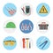 Nine color flat icon set - electrical tools