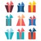 nine colorful icons of gift boxes