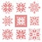 Nine cross stitch snowflakes pattern, Scandinavian style