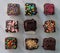 Nine Decorated Marshmallow Cubes