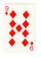 Nine of diamonds playing card.