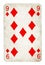 Nine of Diamonds Vintage playing card - isolated on white