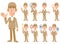 Nine expressions of a man in work clothes