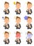 Nine expressions of young businessmen who operate smartphones