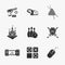 Nine flat game icons