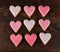 Nine Frosted Heart Cookies In Grid