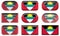 Nine glass buttons of the Flag of antigua barbuda