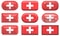 Nine glass buttons of the Flag of Switzerland