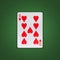 Nine of Hearts on a green poker background. Gamble. Playing cards