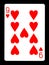 Nine of hearts playing card,