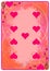 Nine of Hearts playing card. Unique hand drawn pocker card. One of 52 cards in french card deck, English or Anglo-American pattern