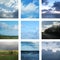 Nine images of clouds in the sky