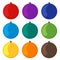Nine multi colored Christmas balls