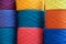 nine multiple colored yarn balls