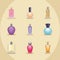 nine perfumes bottles icons