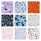 Nine seamless pattern terrazzo trendy granite fragments creative backdrop