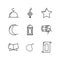 nine sets of ramadan line icon. simple, minimal and clean