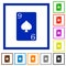 Nine of spades card flat framed icons