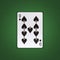 Nine of Spades on a green poker background. Gamble. Playing cards