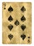 Nine of Spades Vintage playing card - isolated on white