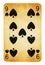 Nine of Spades Vintage playing card - isolated on white