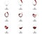 Nine stages of pouring red wine into glass