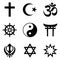 Nine symbols of World religions and major religious groups