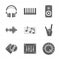 Nine universal flat music icons
