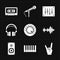 Nine universal flat music icons