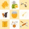 Nine Vector icons beekeeping products