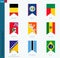 Nine vector vertical flag set. Vertical icon with flag