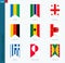 Nine vector vertical flag set. Vertical icon with flag