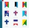 Nine vector vertical flag set. Vertical icon with flag