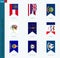 Nine vector vertical US state flag set. Vertical icon with state flag