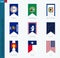 Nine vector vertical US state flag set. Vertical icon with state flag