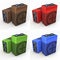 Nine volt battery, shown in copper, red, green and blue finish, set