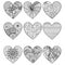 Nine zendoodle stylized hearted shape