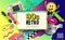 Nineties Retro Background With Objects And Patterns