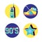 Nineties retro set icons