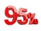Ninety five red percent symbol. 95% percentage rate. Special off