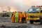 NINGI, AUSTRALIA - NOVEMBER 9 : Firefighter crew dicussing approaches to fire front of bush fire November 9, 2013 in Ningi