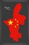 Ningxia China map with Chinese national flag illustration