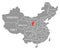 Ningxia red highlighted in map of China