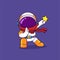 The ninja astronaut is posing like a shadow ninja while bringing a star shuriken