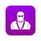 Ninja in black mask icon digital purple