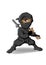 Ninja cartoon character ready to fight without weapon.